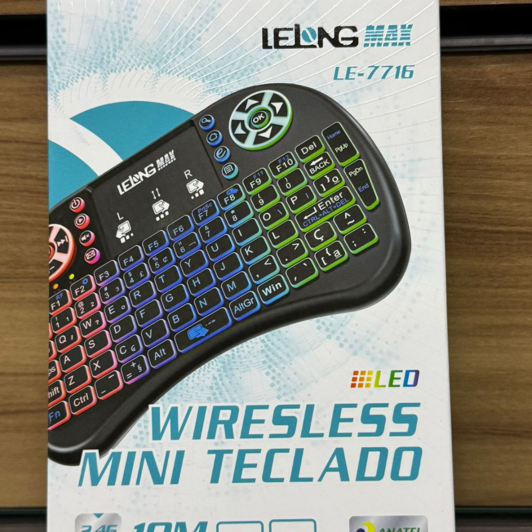 Mini Teclado Wireless Touchpad Sem Fio Iluminado LE-7716